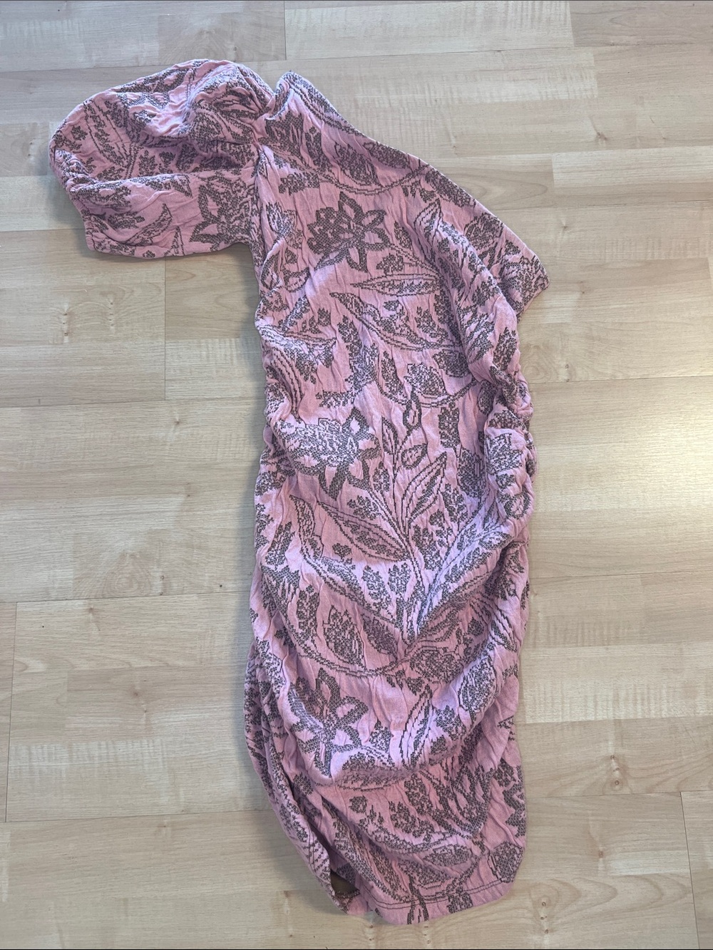 Zara Pink Floral One-Shoulder Ruched Dress